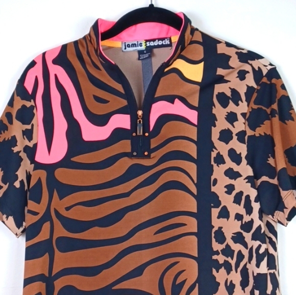JAMIE SADOCK OUTRAGEOUSLY STUNNING SPORTY ANIMAL PRINT ACTIVE WEAR BIKING TOP - Picture 10 of 12